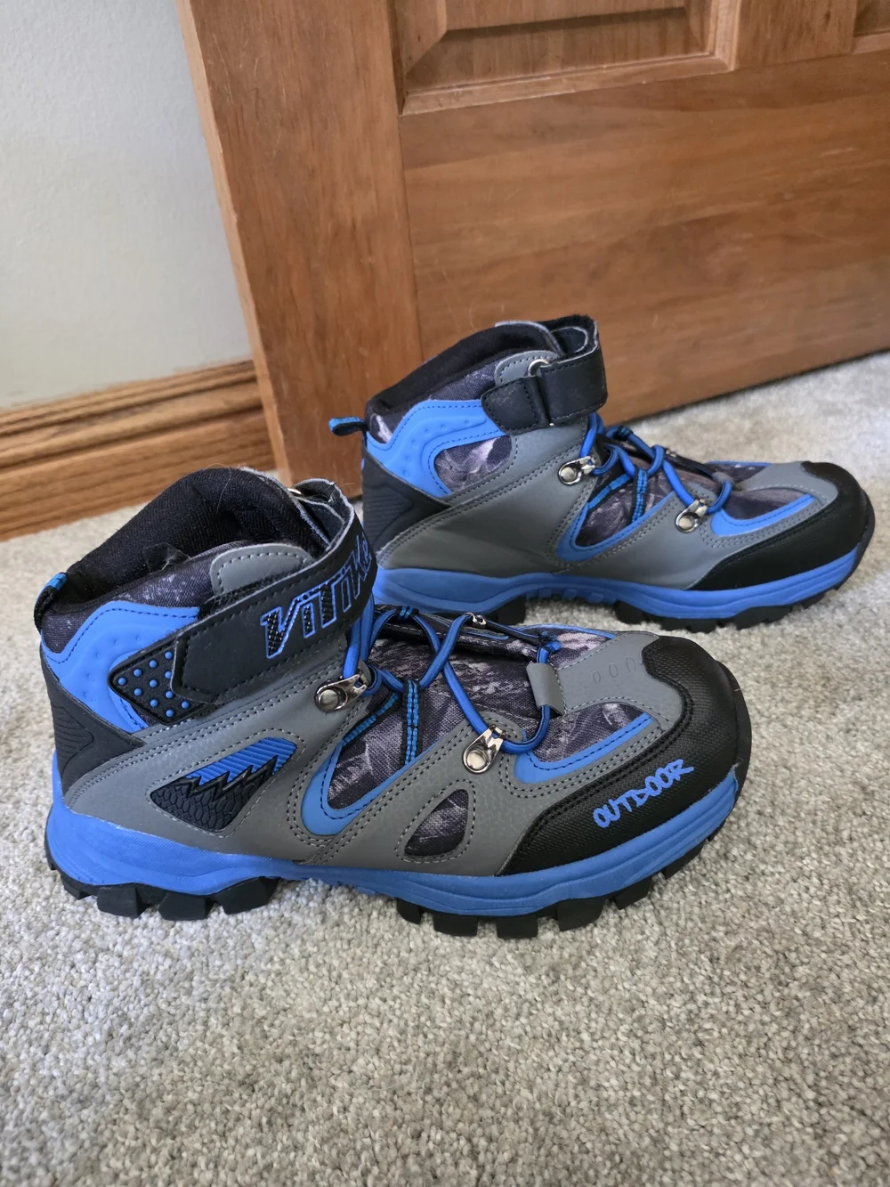 Kids Blue and Gray Outdoor Adventure Boots